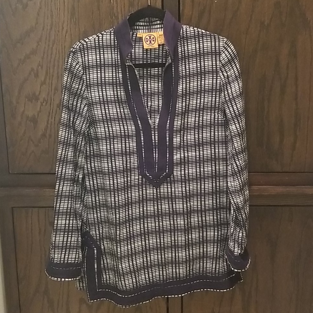 Tory Burch silk navy blue tunic